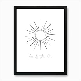 Live By the Sun, Line Floral Sun, Boho Art Print