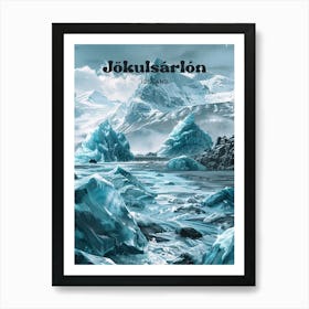 Jokulsarlon Iceland Adventure Travel Art Illustration Art Print