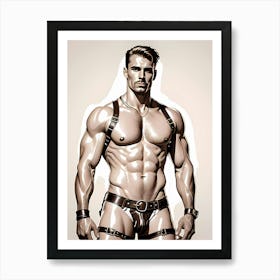 Leather Sentinel: Portrait Of A Sexy Gay Men In Leather Art Print