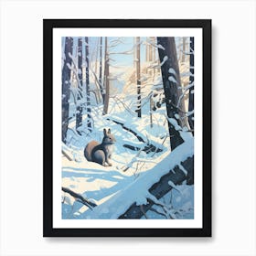 Winter Gray Squirrel 2 Illustration Art Print