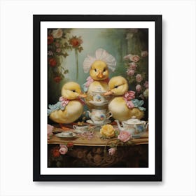 Ducklings At A Traditional Afternoon Tea 1 Art Print