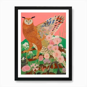 Maximalist Bird Painting Great Horned Owl 3 Art Print