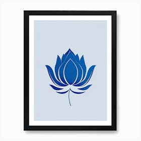 Blue Lotus Retro Minimal 5 Art Print