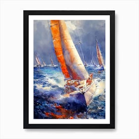 Sailboats In The Ocean sport Art Print