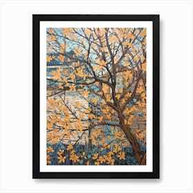 Dogwood 1 Vintage Autumn Tree Print  Art Print