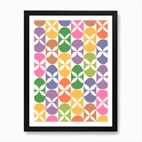 Colorful Mid-Century Geometric Flowers Art Print