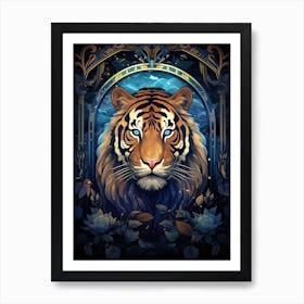 Tiger Art In Art Nouveau Style 2 Art Print