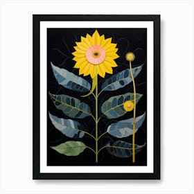 Sunflower 4 Hilma Af Klint Inspired Flower Illustration Art Print