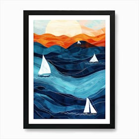 Sailboats At Sunset 21 Art Print