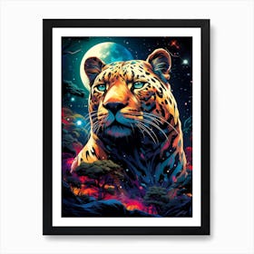 Leopard In The Night Sky Art Print