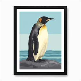 Emperor Penguin Sea Lion Island Minimalist Illustration 4 Art Print