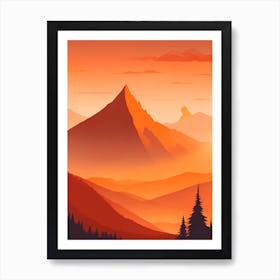 Misty Mountains Vertical Composition In Orange Tone 83 Art Print