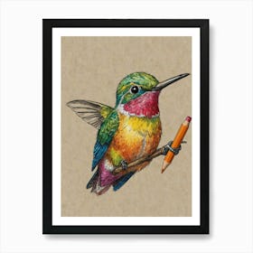 Hummingbird With Pencil Art Print