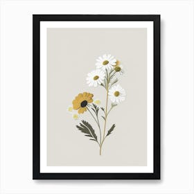 Feverfew Spices And Herbs Retro Minimal 6 Art Print