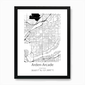 Arden Arcade,United States Minimalist Map Art Print