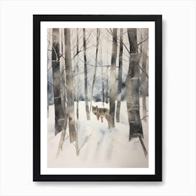 Winter Watercolour Gray Wolf 5 Art Print