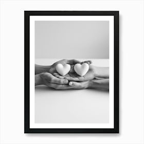 Two Hands Holding Hearts Art Print