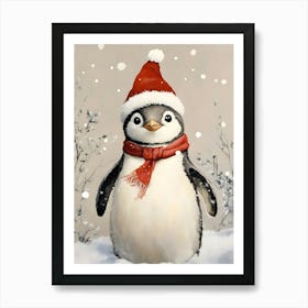 Santa Penguin Art Print