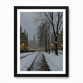 Brussels In The Snow Art Print