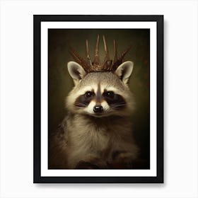 Vintage Portrait Of A Crab Eating Raccoon Wearing A Crown 4 Art Print