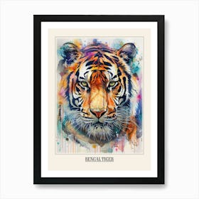 Bengal Tiger Colourful Watercolour 1 Poster Art Print