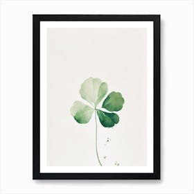 White Clover Leaf Minimalist Watercolour 1 Art Print