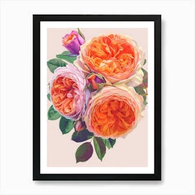 English Roses Painting Rose In A Heart 1 Art Print