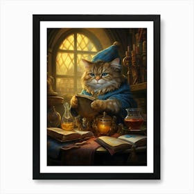 Alchemist Cat With Potions 2 Art Print