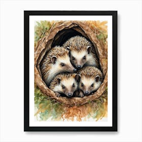 Hedgehogs In The Nest Art Print