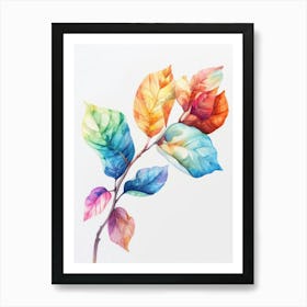 Watercolor Leaves On A Branch 1 Art Print