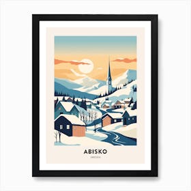 Vintage Winter Travel Poster Abisko Sweden 3 Art Print