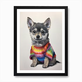 Baby Animal Wearing Sweater Wolf 1 Art Print