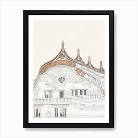 Casa Batlló Barcelona Boho Landmark Illustration Art Print