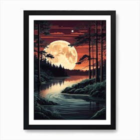 Full Moon In The Forest Art Print