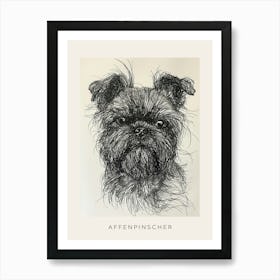 Affenpinscher Dog Line Sketch Poster Art Print