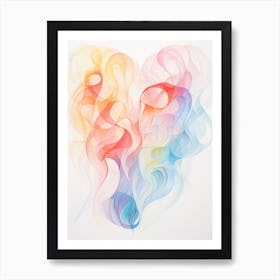 Whimiscal Rainbow Swirl Line Heart 3 Art Print