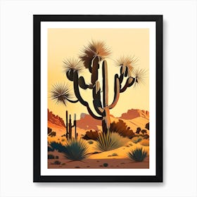 Joshua Trees In Grand Canyon Vintage Botanical Line Drawing  (6) Art Print