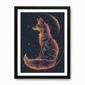 Fox In The Moonlight Art Print