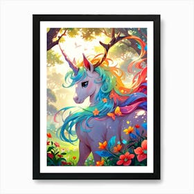 Unicorn In The Forest 20 Art Print