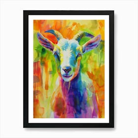 Goat Colourful Watercolour 4 Art Print