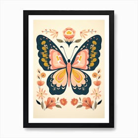 Butterfly With Flowers 2 Art Print