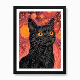 Black Cat In Space 7 Art Print