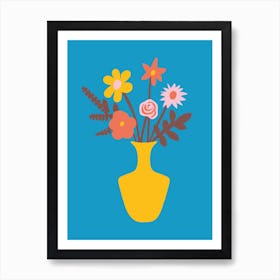 Pop Art Flower Vase Blue Print Art Print