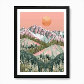 Pink Mountains Canvas Print Art Print