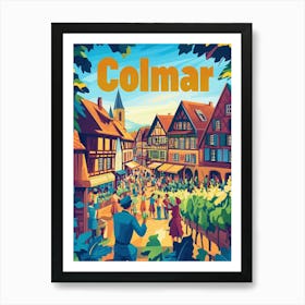 Aihrgdesign A 1970s Inspired Travel Poster For Colmar Art Print