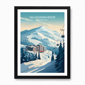 Poster Of Vail Mountain Resort   Colorado, Usa, Ski Resort Illustration 0 Art Print