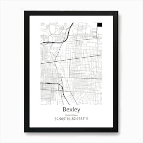 Bexley,United States Minimalist Map Art Print