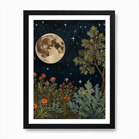 Moonlight In The Garden Style William Morris 1 Art Print 3 Art Print