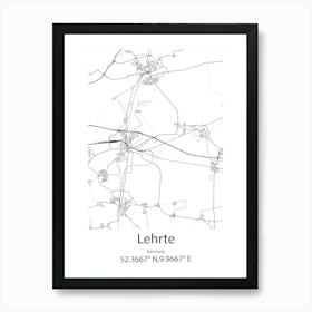 Lehrte,Germany Minimalist Map Art Print