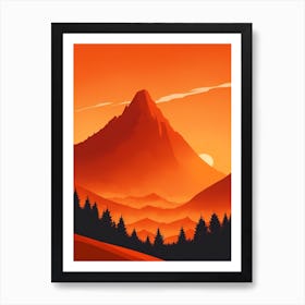 Misty Mountains Vertical Background In Orange Tone 23 Art Print